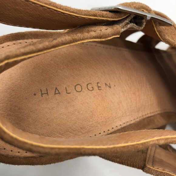Halogen Womens Raven Sandals Slingback Block Heel Suede Open Toe Brown 9 - Picture 8 of 9